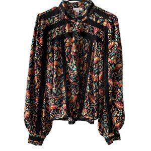 Jennifer & Grace NWT Lia print eyelet button up blouse